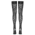 Cottelli Legwear - raštuotos kojinės su nėriniais - juodos, leopardinis raštas - 4