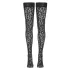 Cottelli Legwear - raštuotos kojinės su nėriniais - juodos, leopardinis raštas - 5