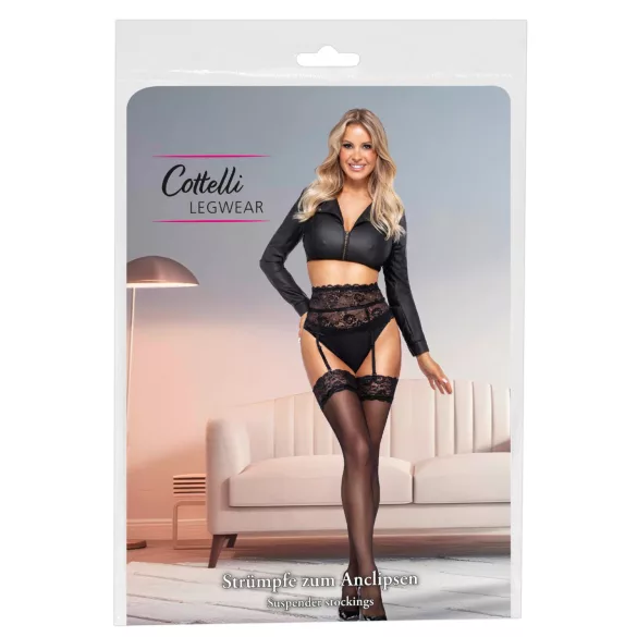 Cottelli - savaime laikomos kojinės - juodos - šilkinės - M