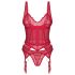Obsessive Cupide Desir - permatomas nėrinių viršutinis komplektas (raudonas) - L/XL