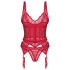 Obsessive Cupide Desir - permatomas nėrinių viršutinis komplektas (raudonas) - L/XL