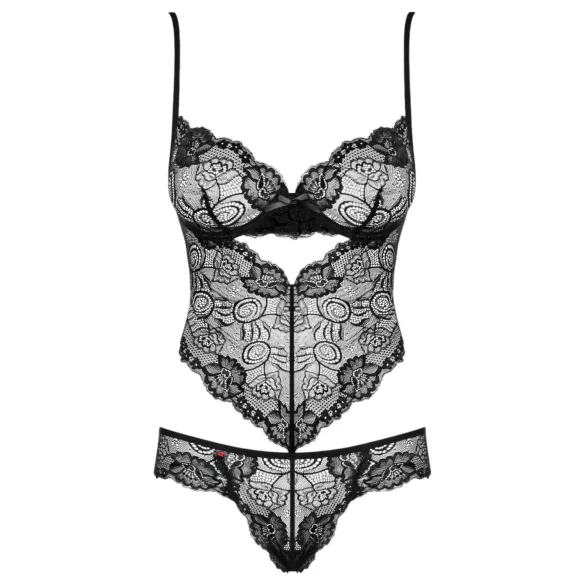 Obsessive Alluria - moteriškas nėriniuotas bodis - juoda - L/XL