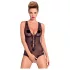 Obsessive Fiorenta - atvira nėriniuota bodis su perlais - juoda - L/XL