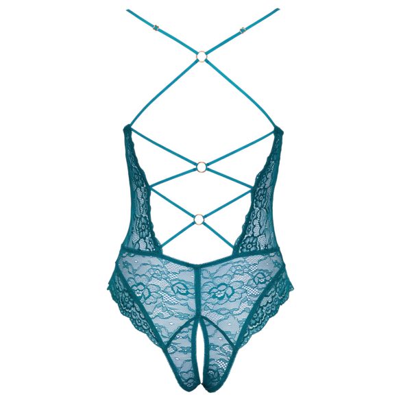 Cottelli - atviras nėriniuotas bodis su raišteliais - žalia - M