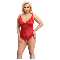   Cottelli Curves - permatoma nėriniuota bodis - raudona - 2XL