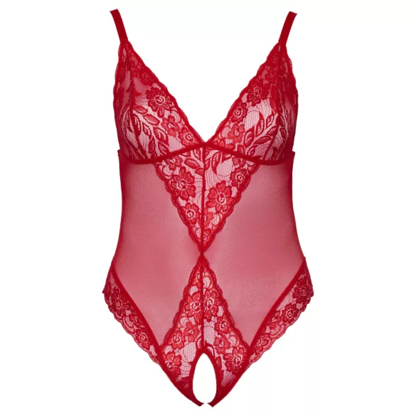 Cottelli Curves - permatoma nėriniuota bodis - raudona - 2XL