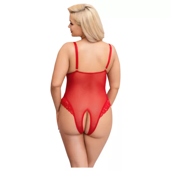 Cottelli Curves - permatoma nėriniuota bodis - raudona - 3XL