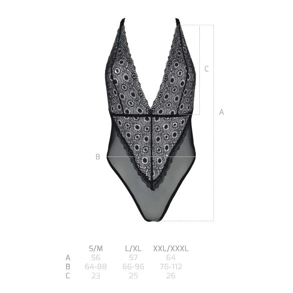 Passion Eco Zinnia - nėriniuotas bodis (juodas) - L/XL