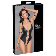 Cottelli Bondage - atvira blizgi bodis su žiedais - juoda