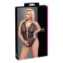 Cottelli Curves Plus Size - permatomas raštuotas bodis (juoda)