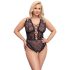 Cottelli Curves Plus Size - permatomas raštuotas bodis (juoda)