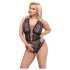 Cottelli Curves Plus Size - permatomas raštuotas bodis (juoda)