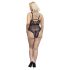 Cottelli Curves Plus Size - permatomas raštuotas bodis (juoda)
