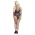 Cottelli Curves Plus Size - permatomas raštuotas bodis - juodas