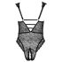 Cottelli Curves Plus Size - permatomas raštuotas bodis (juoda)