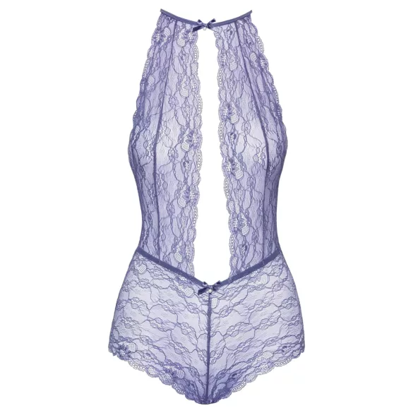 Kissable - nėriniuotas kūno kostiumas su kaklo dirželiu - violetinis - L/XL