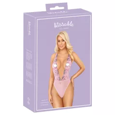   Kissable - moteriškas bodis su rožių siuvinėjimu - rožinis - L/XL