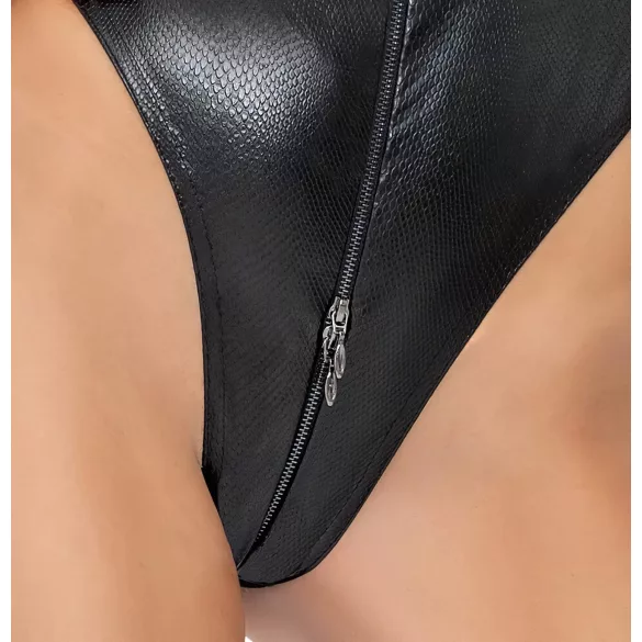 Noir - juodos spalvos gyvatės odos rašto bodis - XL