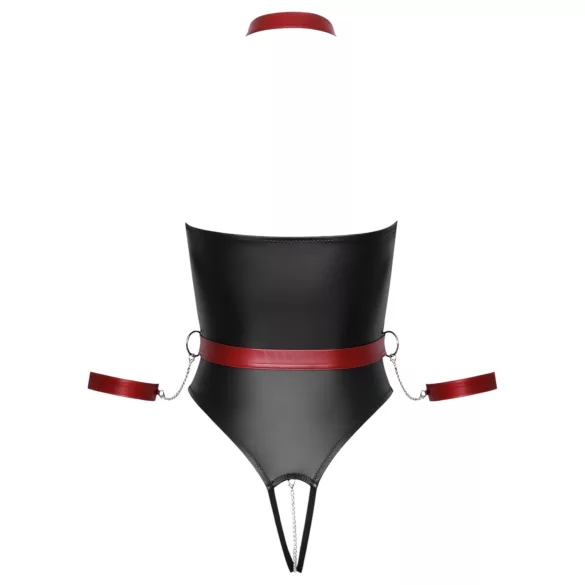 Cottelli Bondage - blizgantis bodis su rankų antrankiais - juodas - M