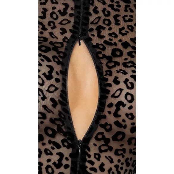 Noir - leopardo rašto, ilgomis rankovėmis bodis (juodas) - M