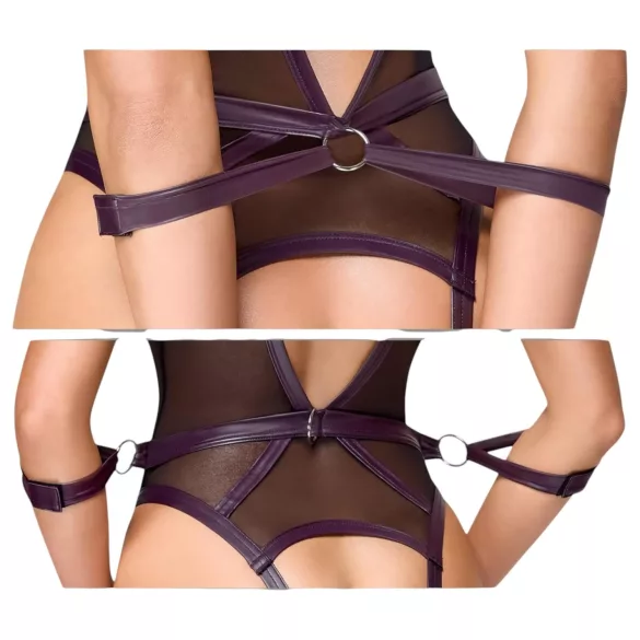 Cottelli Bondage - atvira bodis ir rankų antrankiai (juodi) - M