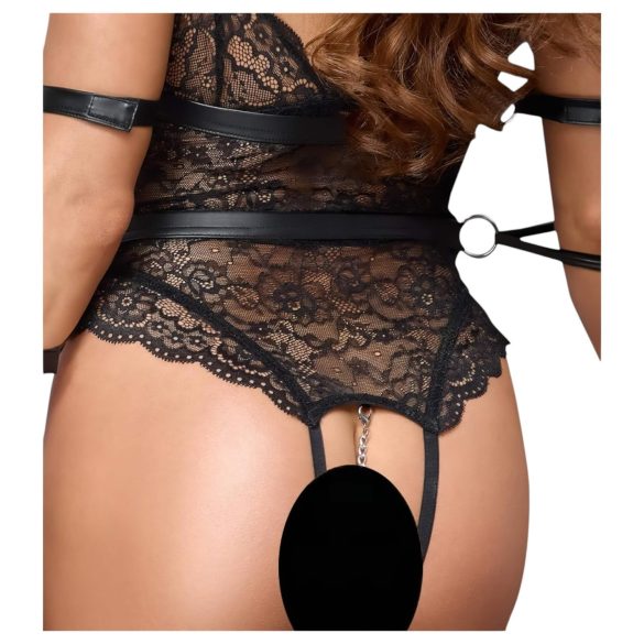 Cottelli Bondage - atvira nėriniuota bodis - juoda - L