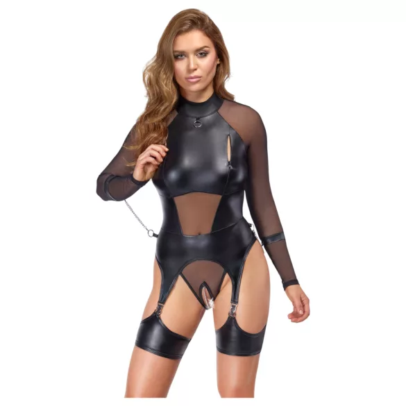 Cottelli Bondage - permatomas viršus su antrankiais - juoda - L