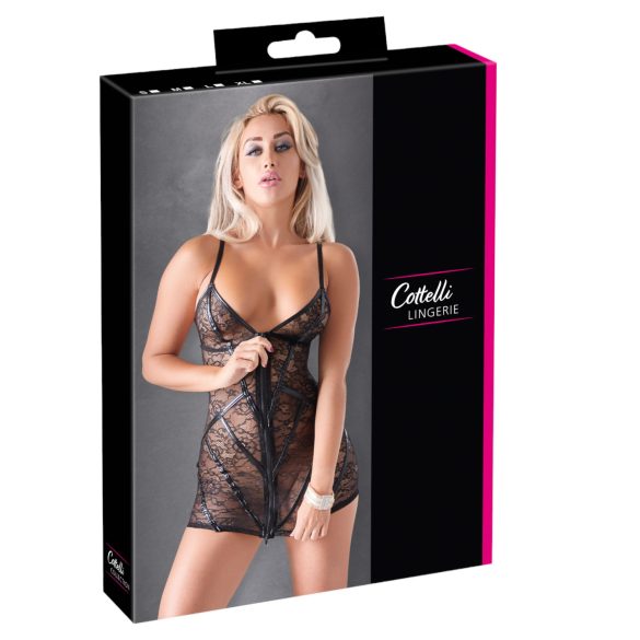 Cottelli - tampri nėriniuota suknelė su blizgiomis juostomis - juoda - XL