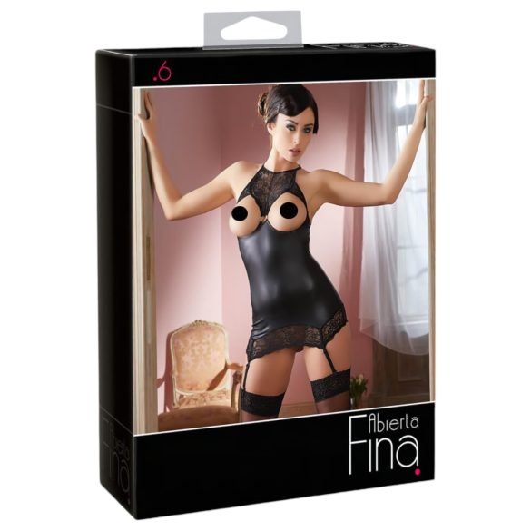 Abierta Fina - drąsus blizgesys - mini suknelė (juoda) - XL