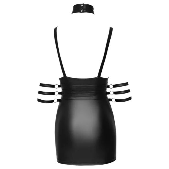 Cottelli Bondage - blizgi mini suknelė su apykakle - juoda - M