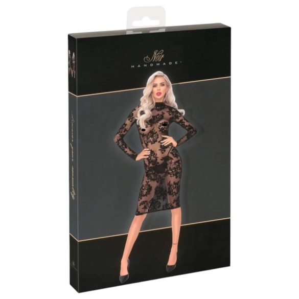 Noir - rožių ilgarankovė suknelė (juoda)