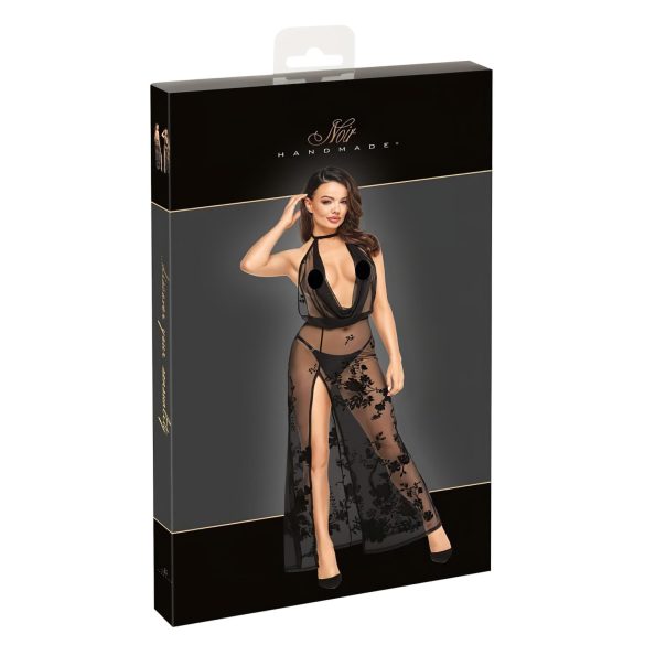 Noir - visiškai permatoma su gėlių raštais suknelė (juoda) - L