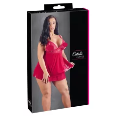   Cottelli Plus Size - nėriniuotas laisvas babydoll naktinukai - raudoni