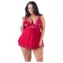 Cottelli Plus Size - nėriniuotas laisvas babydoll naktinukai - raudoni - XL