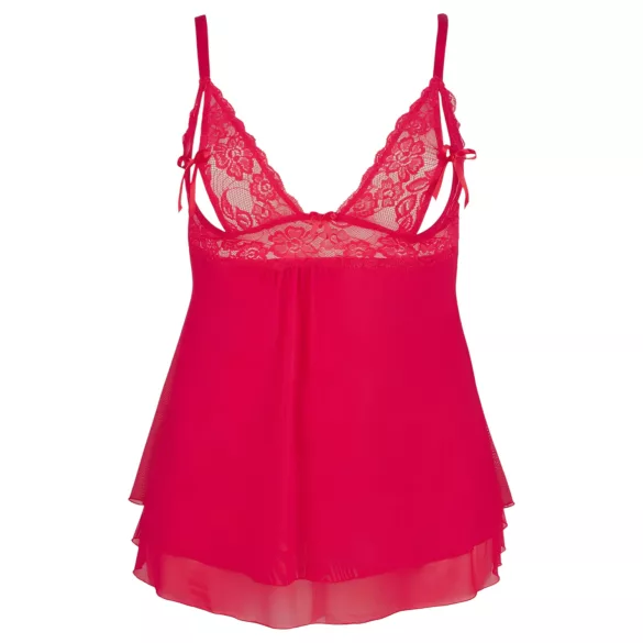Cottelli Plus Size - nėriniuotas laisvas babydoll naktinukai - raudoni - XL