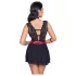 Cottelli Bondage - nėriniuota juoda babydoll su dirželiu - M