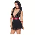 Cottelli Bondage - nėriniuota juoda babydoll su dirželiu - L