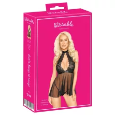 Kissable - naktinukai su kaklo dirželiu - nėriniai - juodi
