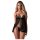 Obsessive Blomentis - nėriniuotas babydoll rinkinys - juodas - M/L
