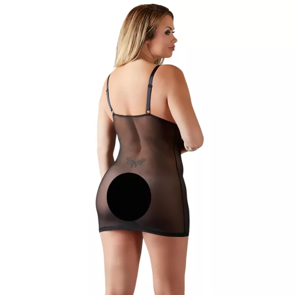 Cottelli Plus Size - naktinukai didesniems dydžiams - permatomi nėriniai - juodi - 2XL