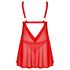 Obsessive Elianes - nėriniuotas babydoll rinkinys (raudonas) - M/L