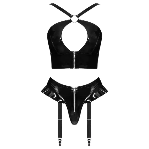 Black Level - BDSM rinkinys su kryžminėmis petnešomis - juodas