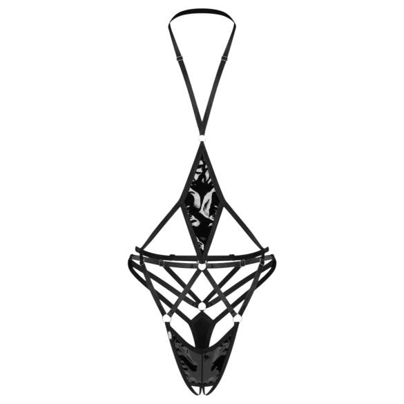 Obsessive Keira Lise - atviras, dirželių bodis - juodas - L/XL