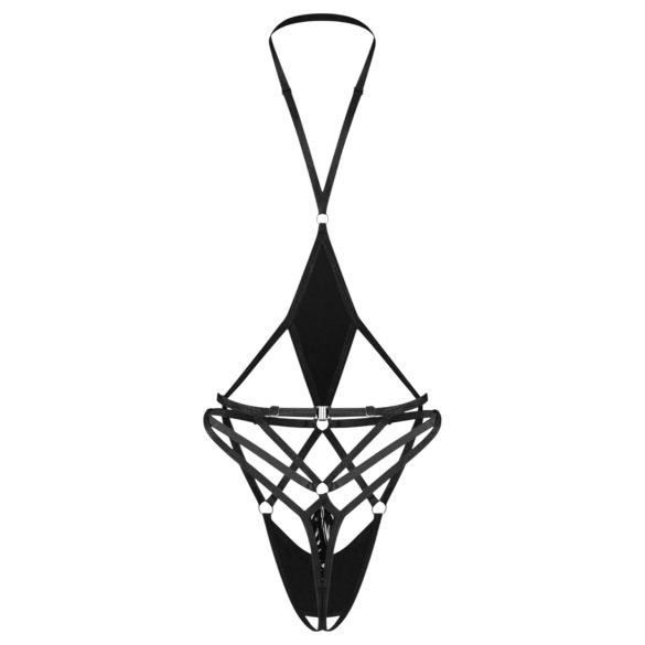 Obsessive Keira Lise - atviras, dirželių bodis - juodas - L/XL