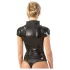 Latex užsegama trumpų rankovių moteriška palaidinė (juoda)