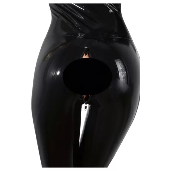 LATEX - moteriškas lateksinis kombinezonas ilgomis rankovėmis juodas - L