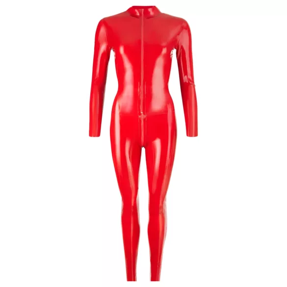 LATEX - moteriškas ilgarankoviai latekso kombinezonas - raudonas - M