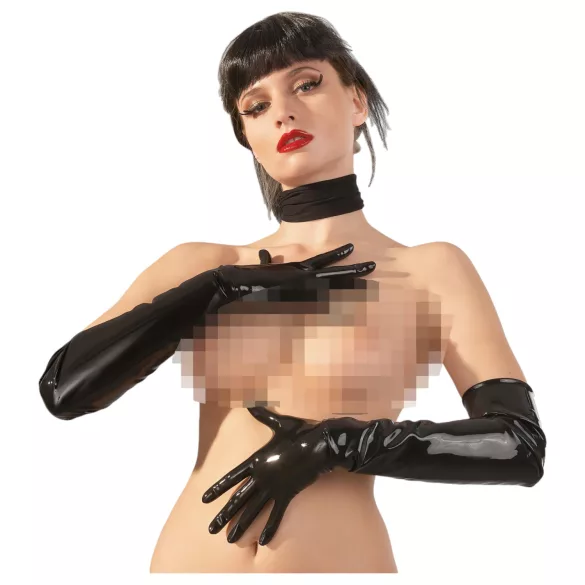 LATEX - ilgos unisex pirštinės - juodos