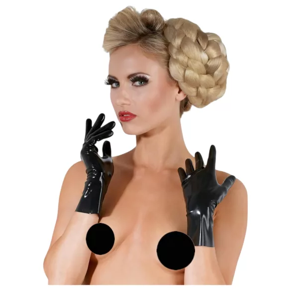 LATEX - trumpos unisex pirštinės - juodos - M