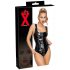 LATEX - viso ilgio užtrauktuku užsegamas latekso bodis (juodas)
